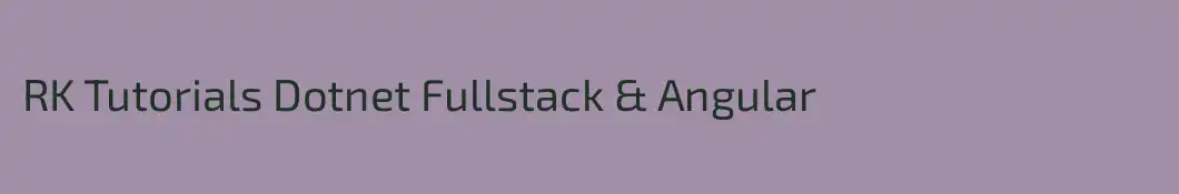 RK Tutorials Dotnet Fullstack & Angular